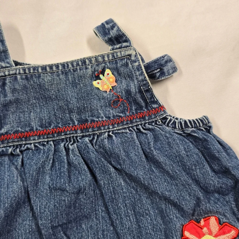 Carters Denim Overall Jean Dress Hungry Caterpillar Tiny Seed 3-6 m Y2K Denim